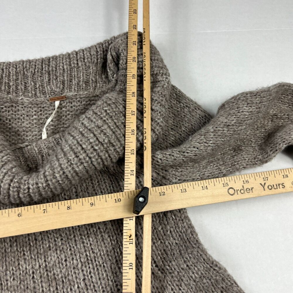 Free People Nordic Fringe Sweater Beige Cowl Neck Winter Cozy Pullover SMALL - Picture 8 of 11